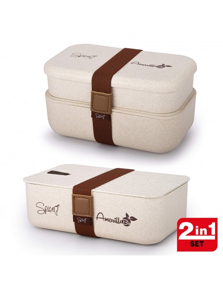 Spice Amarillo Bio Trio Set 2 Portable Bento Box Ecological Material ... -
