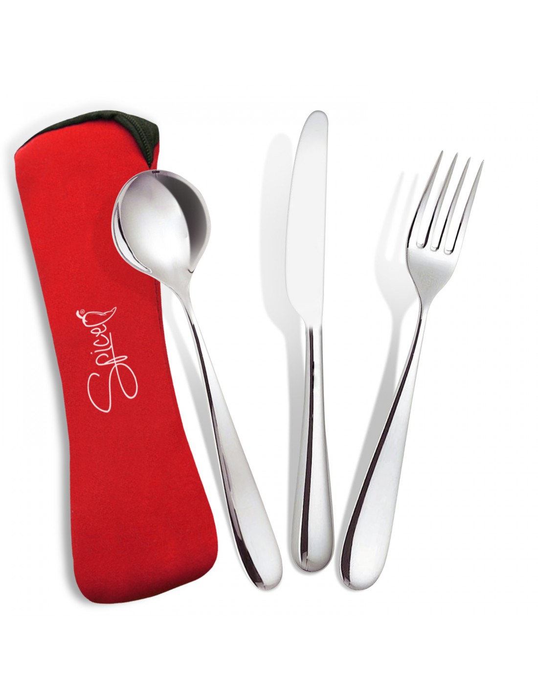 Posate in acciaio INOX 3 pieces travel cutlery set Qshape 