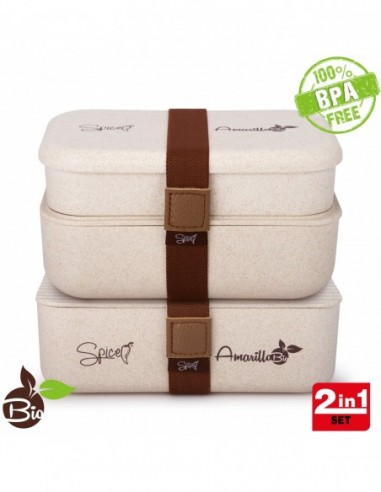 Spice Amarillo Bio Trio Set 2 Bento Box Portatile Materiale Ecologi... - 