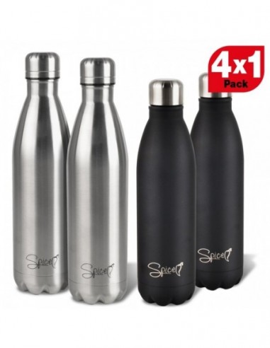 Set 4 Thermal Flasks in Stainless Steel (2x500ml + 2x750ml) Spice -